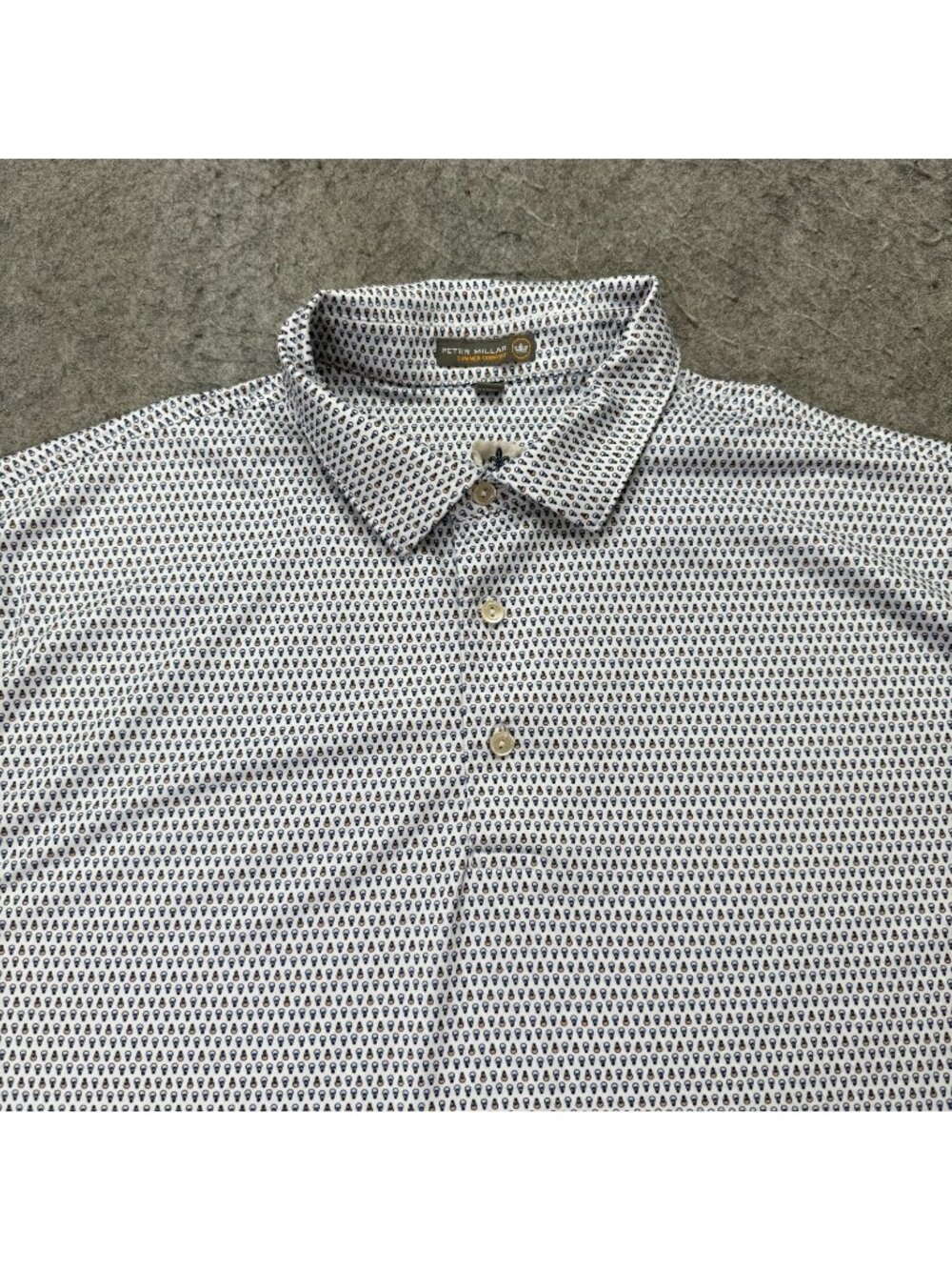 Peter Millar Performance Polo Shirt Men XL White Blue Orange Skull Print